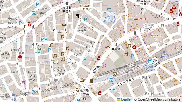 ユニスポビー 渋谷 道玄坂店の周辺地図