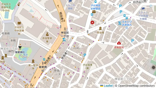 カフェ×肉バル chill 原宿・表参道店の周辺地図
