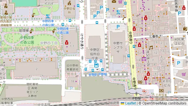 カフェテリアナカノヤ / NYA CAFE 中野区役所 1Fの周辺地図