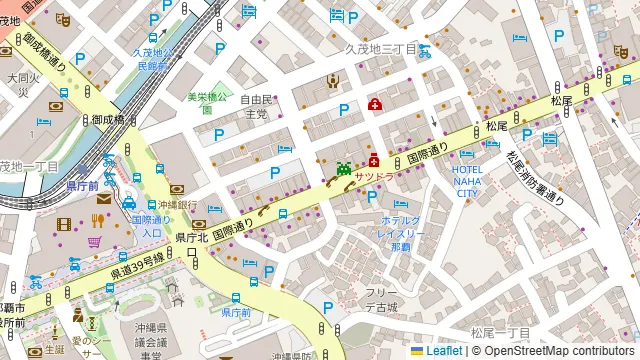 久茂地の飲食対応ラウンジの周辺地図