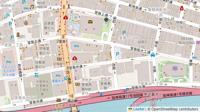 北新地ここのの周辺地図