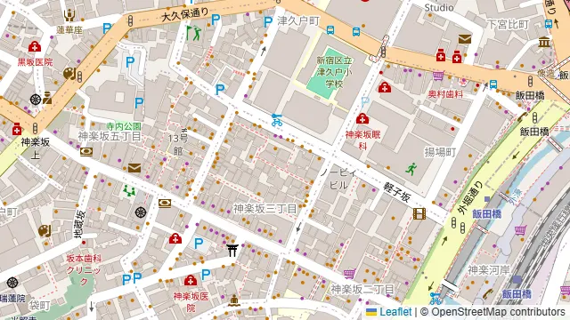 TREES Italian & Bar Lounge 神楽坂の周辺地図