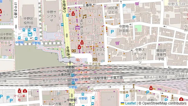 カフェテリアナカノヤ NYA CAFE 中野区役所1Fの周辺地図