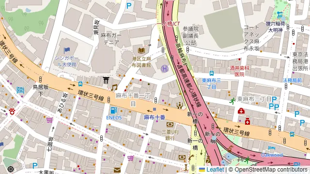 麻布の羊の周辺地図