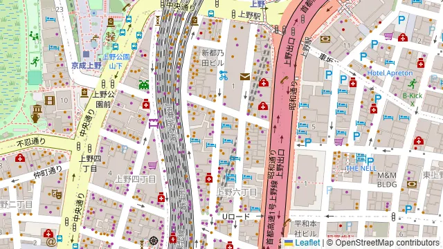 月島もんじゃ 三九 上野2号店の周辺地図