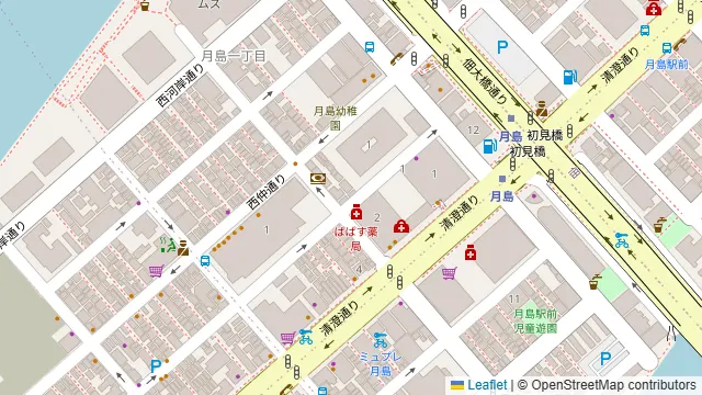 月島もんじゃ わらしべ 総本店の周辺地図
