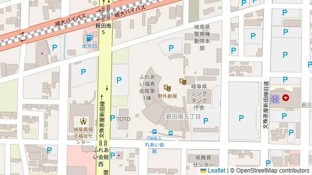 OKBふれあい会館の周辺地図