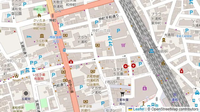 個室居酒屋 浦和屋串えもん 浦和店の周辺地図