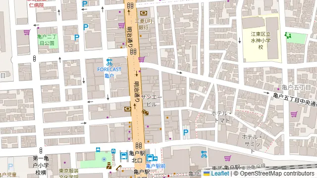 大阪焼肉・ホルモン ふたご 亀戸店の周辺地図