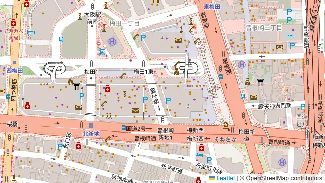 ワインとオマール海老の店 UOMO 大阪駅前第3ビルの周辺地図