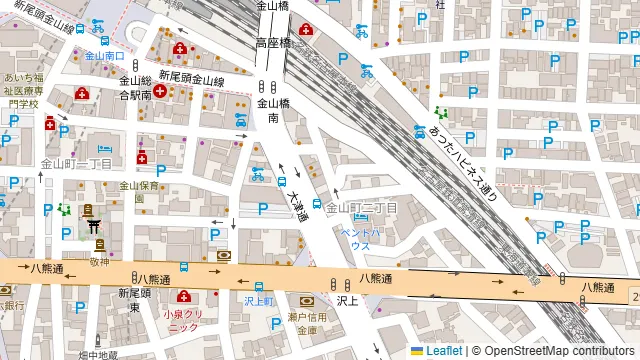 地鶏と沖縄琉球しゃぶしゃぶ 個室居酒屋 くろ凪 金山店の周辺地図