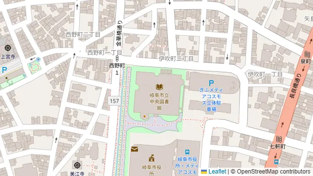 ぎふメディアコスモス（みんなの森）の周辺地図