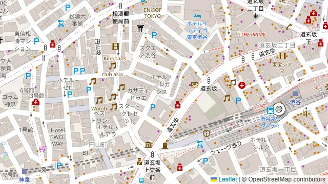 ユニスポビー 渋谷 道玄坂店の周辺地図