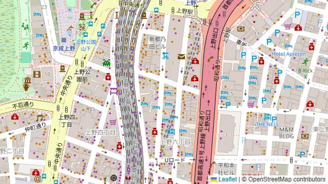 月島もんじゃ 三九 上野2号店の周辺地図