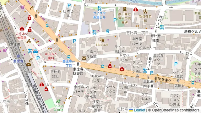 レンタルスペースCasa de YEBISUの周辺地図