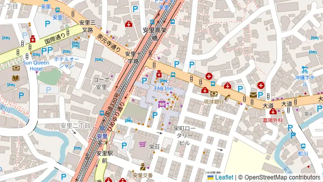 栄町市場の路面店舗の周辺地図