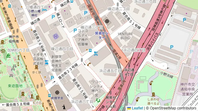 神戸サンボーホールの周辺地図
