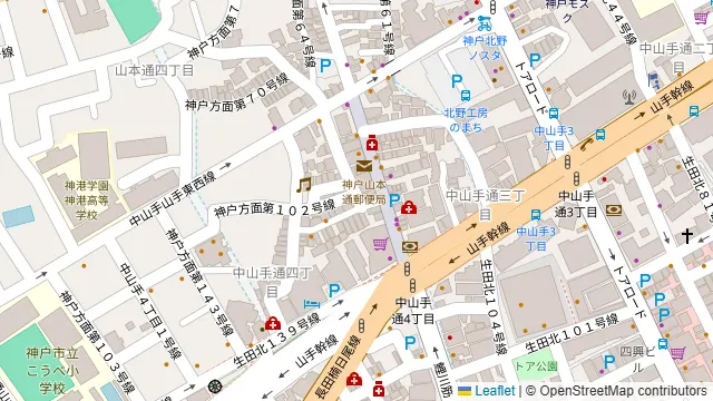 神戸中山手工房の周辺地図