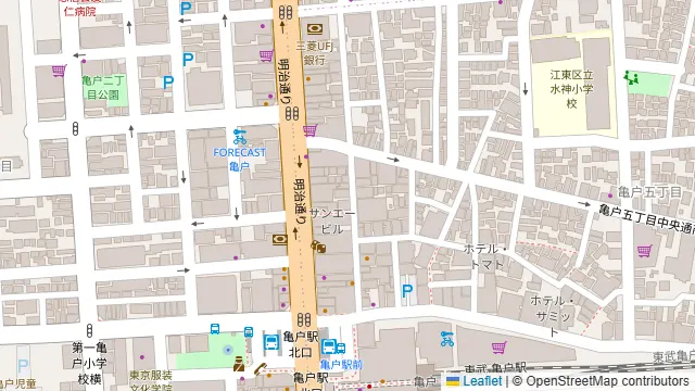 大阪焼肉・ホルモン ふたご 亀戸店の周辺地図
