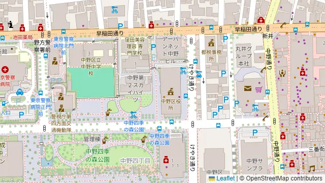 カフェテリアナカノヤ NYA CAFE 中野区役所1Fの周辺地図