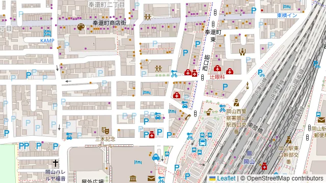 岡山駅西の周辺地図