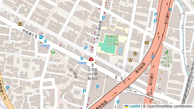 としょかんのうら二子玉川の周辺地図