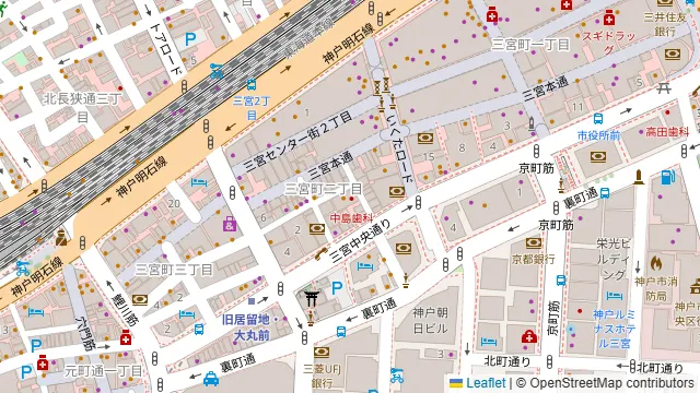 マザームーンカフェ 三宮本店の周辺地図