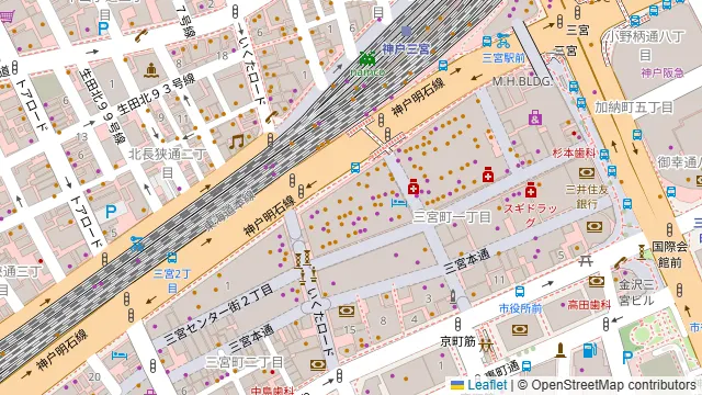 スペースアルファ三宮の周辺地図