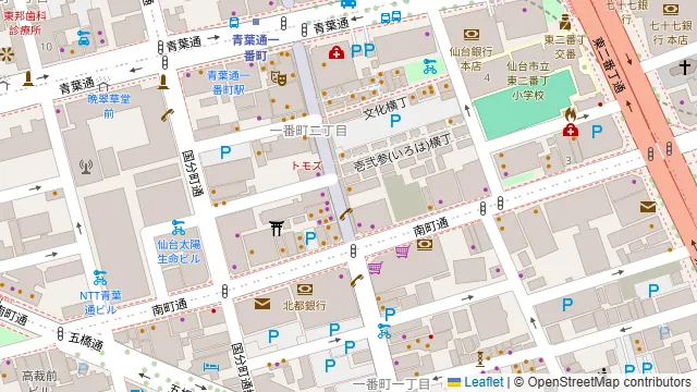 サンモール一番町に面する軒下スペースの周辺地図